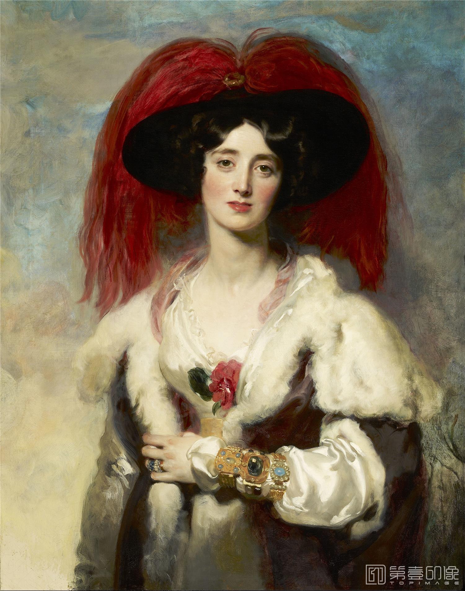 油画-美国弗里克美术馆藏画-Sir Thomas Lawrence - Julia, Lady Peel, 1827-186
